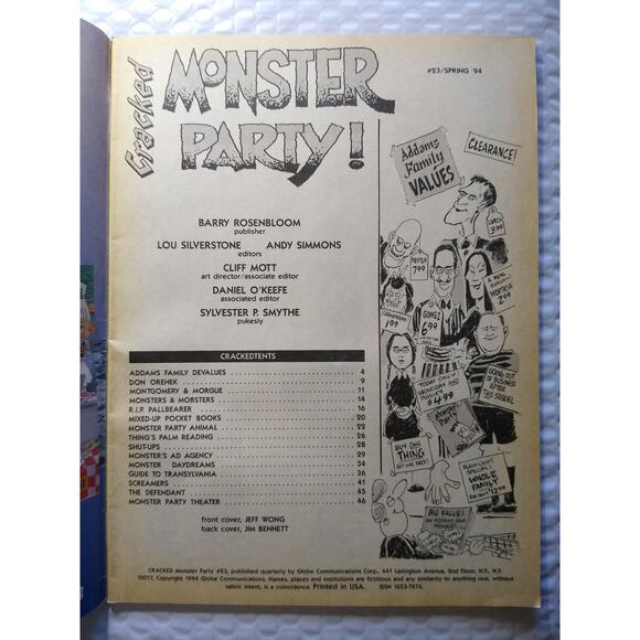 Cracked Monster Party Magazine Addams Family Values Issue 23 Halloween Horror - Picture 2 of 7